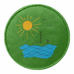 Шеврон круглый Солнце, Море, Лодка, Чайка - FATLINE Шеврон круглый Солнце, Море, Лодка, Чайка