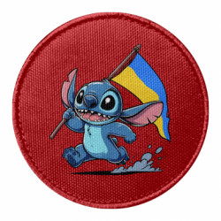 Шеврон круглый Стич с украинским флагом - FATLINE Шеврон круглый Стич с украинским флагом