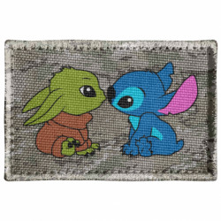 Шеврон прямоугольный Baby Yoda And Stitch - FATLINE Шеврон прямоугольный Baby Yoda And Stitch