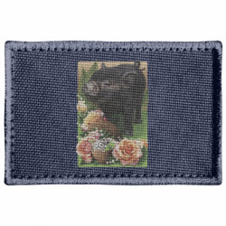 Шеврон прямоугольный Black pig and flowers - FATLINE Шеврон прямоугольный Black pig and flowers