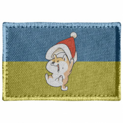 Шеврон прямоугольный Корги с шапочкой Санты - FATLINE Шеврон прямоугольный Корги с шапочкой Санты