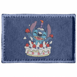 Шеврон прямоугольный Стич с праздничным тортом - FATLINE Шеврон прямоугольный Стич с праздничным тортом