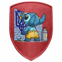 Шеврон щит Стич патриот Украины - FATLINE Шеврон щит Стич патриот Украины