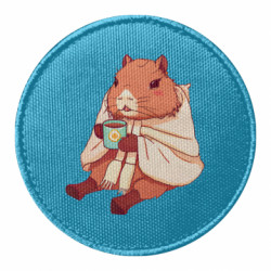 Шеврон круглый Capybara Drinking Coffee - FATLINE Шеврон круглый Capybara Drinking Coffee