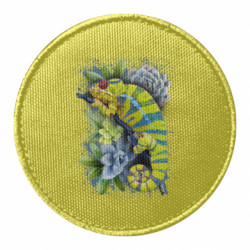 Шеврон круглый Collage with chameleon and succulents - FATLINE Шеврон круглый Collage with chameleon and succulents