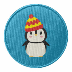 Шеврон круглий Cute penguin in a hat - FATLINE Шеврон круглий Cute penguin in a hat