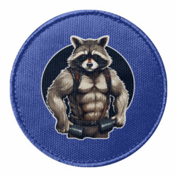 Шеврон круглый Енот GYM бодибилдер - FATLINE Шеврон круглый Енот GYM бодибилдер