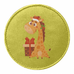 Шеврон круглый Happy New Year. Жираф Санта