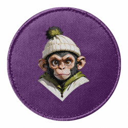 Шеврон круглий Мавпа у зимовій шапці - FATLINE Шеврон круглий Мавпа у зимовій шапці