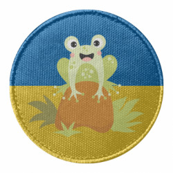Шеврон круглый Милая жаба на камне