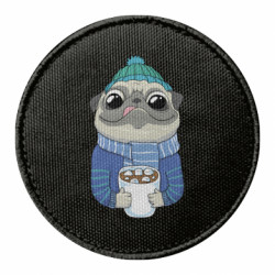 Шеврон круглий Мопс любит кофе - FATLINE Шеврон круглий Мопс любит кофе