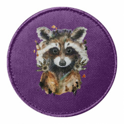 Шеврон круглый Raccoon watercolor - FATLINE Шеврон круглый Raccoon watercolor