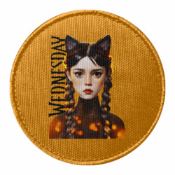 Шеврон круглый Венздей кошка