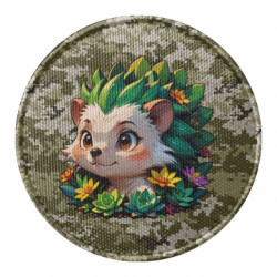 Шеврон круглый Зеленый ёжик в суккулентах - FATLINE Шеврон круглый Зеленый ёжик в суккулентах