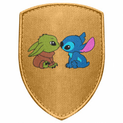 Шеврон щит Baby Yoda And Stitch - FATLINE Шеврон щит Baby Yoda And Stitch