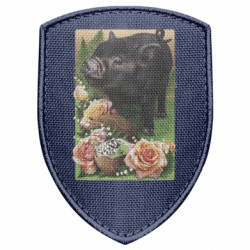 Шеврон щит Black pig and flowers - FATLINE Шеврон щит Black pig and flowers