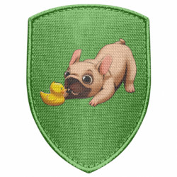 Шеврон щит Французский бульдог с уточкой - FATLINE Шеврон щит Французский бульдог с уточкой