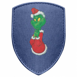 Шеврон щит Гринч потирает руки - FATLINE Шеврон щит Гринч потирает руки