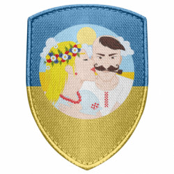 Шеврон щит Пара козак і козачка.