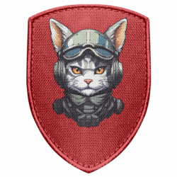 Шеврон щит Портрет кота штурмовика у шоломі - FATLINE Шеврон щит Портрет кота штурмовика у шоломі