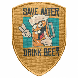 Шеврон щит Save water-drink beer - FATLINE Шеврон щит Save water-drink beer