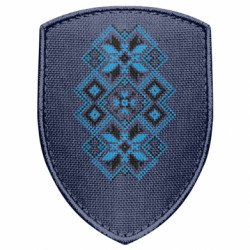 Шеврон щит Український візерунок блакитний - FATLINE Шеврон щит Український візерунок блакитний