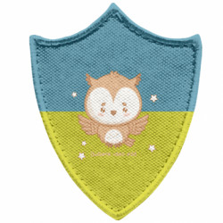 Шеврон загострений щит Мила мудра сова із зірками - FATLINE Шеврон загострений щит Мила мудра сова із зірками