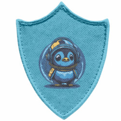 Шеврон загострений щит Пінгвін Астронавт - FATLINE Шеврон загострений щит Пінгвін Астронавт