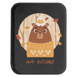 Шеврон закруглений прямокутний Осінній ведмідь у лісі - FATLINE Шеврон закруглений прямокутний Осінній ведмідь у лісі