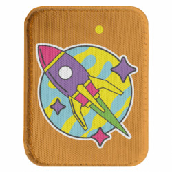 Шеврон закругленный прямоугольный ракета с планетой цветная яркая - FATLINE Шеврон закругленный прямоугольный ракета с планетой цветная яркая