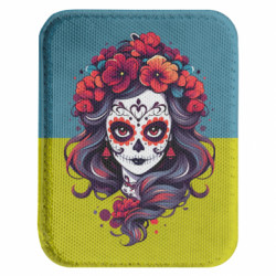 Шеврон закруглений прямокутний Українка відьма череп вінок - FATLINE Шеврон закруглений прямокутний Українка відьма череп вінок