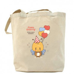 Шоппер Happy birthday! Пчелка с воздушными шариками - FATLINE Шоппер Happy birthday! Пчелка с воздушными шариками