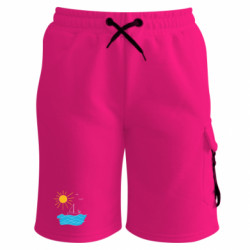 Шорты детские премиум FATLINE Солнце, Море, Лодка, Чайка - FATLINE Шорты детские премиум FATLINE Солнце, Море, Лодка, Чайка