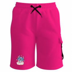 Шорты детские премиум FATLINE Стич с праздничным тортом - FATLINE Шорты детские премиум FATLINE Стич с праздничным тортом