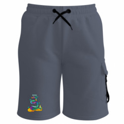 Шорты детские премиум FATLINE змея абстрактная разноцветная - FATLINE Шорты детские премиум FATLINE змея абстрактная разноцветная