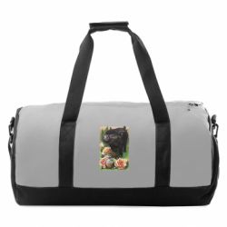 Спортивна сумка Black pig and flowers - FATLINE Спортивна сумка Black pig and flowers