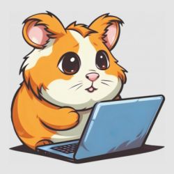 Стікер Хом'як програміст з ноутом - FATLINE Стікер Хом'як програміст з ноутом