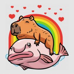 Стикер Капибара на рыбе - FATLINE Стикер Капибара на рыбе