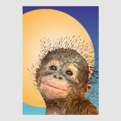 Стікер Monkey low poly - FATLINE Стікер Monkey low poly