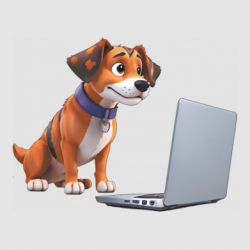 Стікер Песик перед ноутбуком - FATLINE Стікер Песик перед ноутбуком