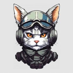 Стікер Портрет кота штурмовика у шоломі - FATLINE Стікер Портрет кота штурмовика у шоломі