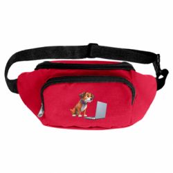 Сумка-бананка Песик перед ноутбуком - FATLINE Сумка-бананка Песик перед ноутбуком