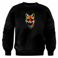 Свитшот оверсайз Лиса в очках, пятна краски - FATLINE Свитшот оверсайз Лиса в очках, пятна краски