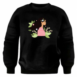 Свитшот оверсайз Женщина с длинными волосами Весна - FATLINE Свитшот оверсайз Женщина с длинными волосами Весна