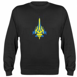 Свитшот унисекс The ghost of kyiv airplane with coat of arms - FATLINE Свитшот унисекс The ghost of kyiv airplane with coat of arms