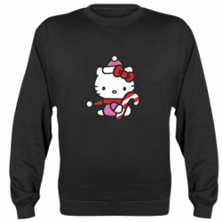 Свитшот унисекс Christmas Kitty with candy - FATLINE Свитшот унисекс Christmas Kitty with candy