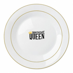 Тарелка Birthday queen and crown yellow - FATLINE Тарелка Birthday queen and crown yellow
