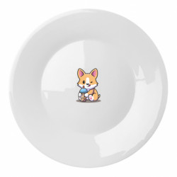 Тарелка Собачька пьет боба ти - FATLINE Тарелка Собачька пьет боба ти