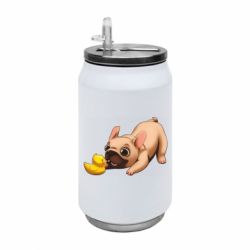 Термобанка 350ml Французский бульдог с уточкой - FATLINE Термобанка 350ml Французский бульдог с уточкой