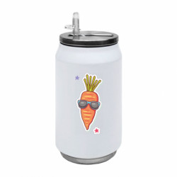 Термобанка 350ml морковь яркая цветная в очках - FATLINE Термобанка 350ml морковь яркая цветная в очках